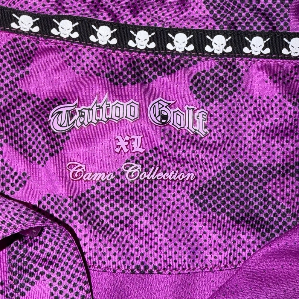 Purple Camo Polo Shirt with Skull Logo - Men - Picture 6 of 7